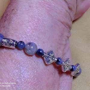 MESMERIZING LABRADORITE 99.9 STERLING SILVER LOBSTER CLAW CLASP 8,," INCHES LONG